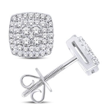 Diamond Cushion Stud Earrings