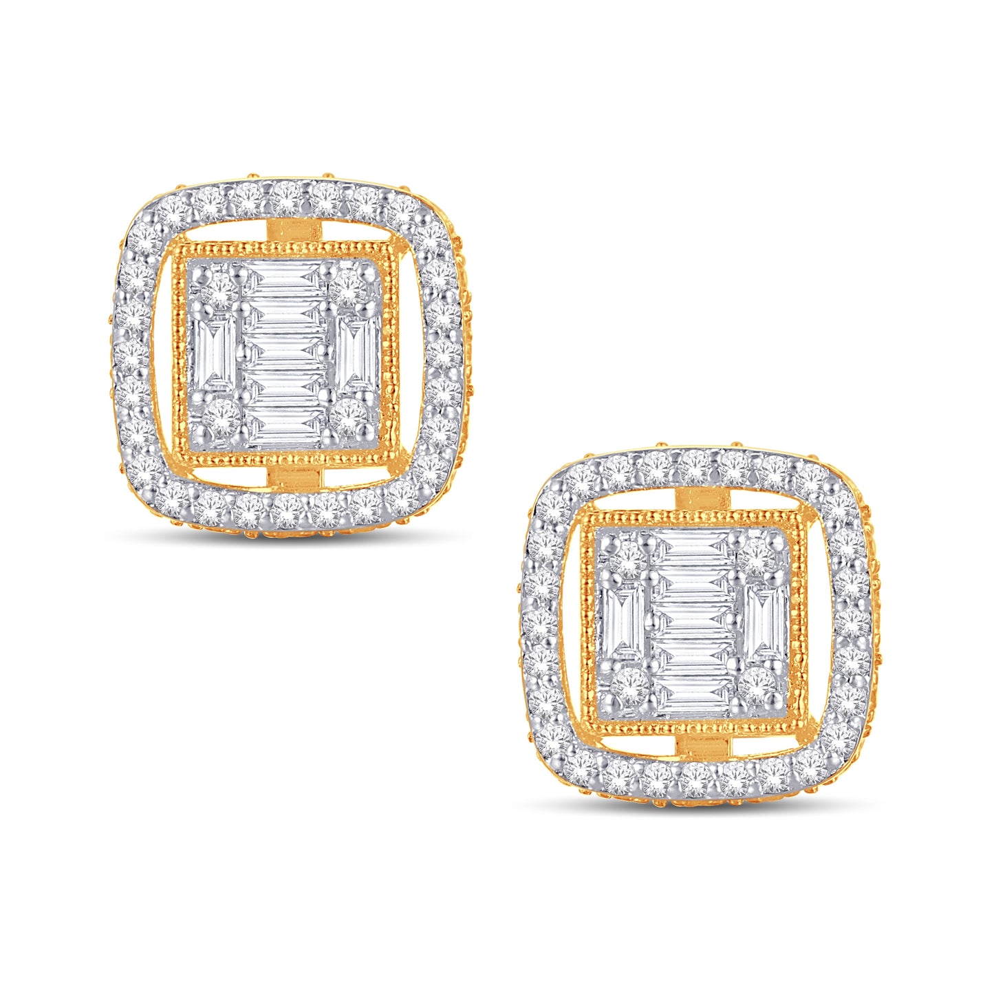 Diamond Halo Cushion Frame Earrings