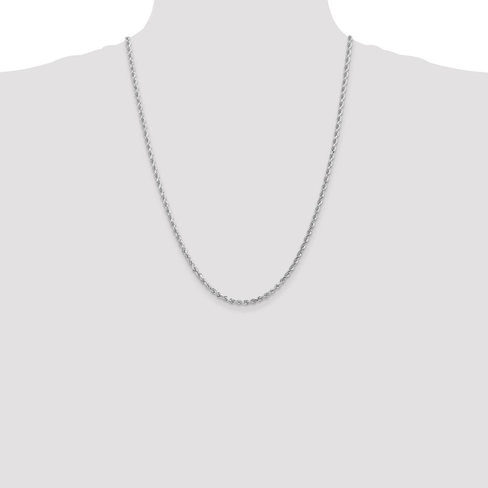 10k White Gold 3mm Diamond-cut Rope Chain