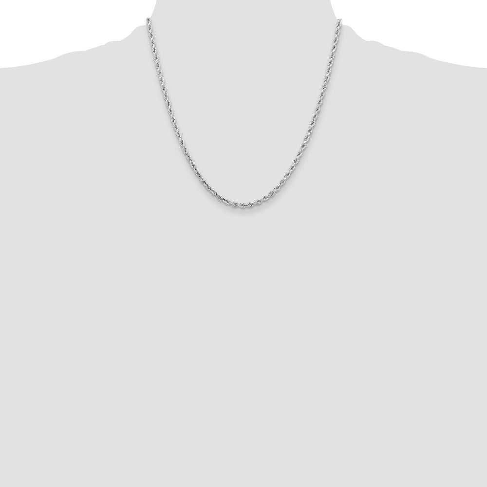 10k White Gold 3.25mm Diamond-cut Rope Chain