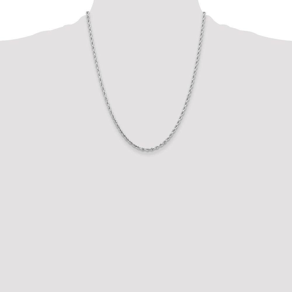 10k White Gold 3.25mm Diamond-cut Rope Chain