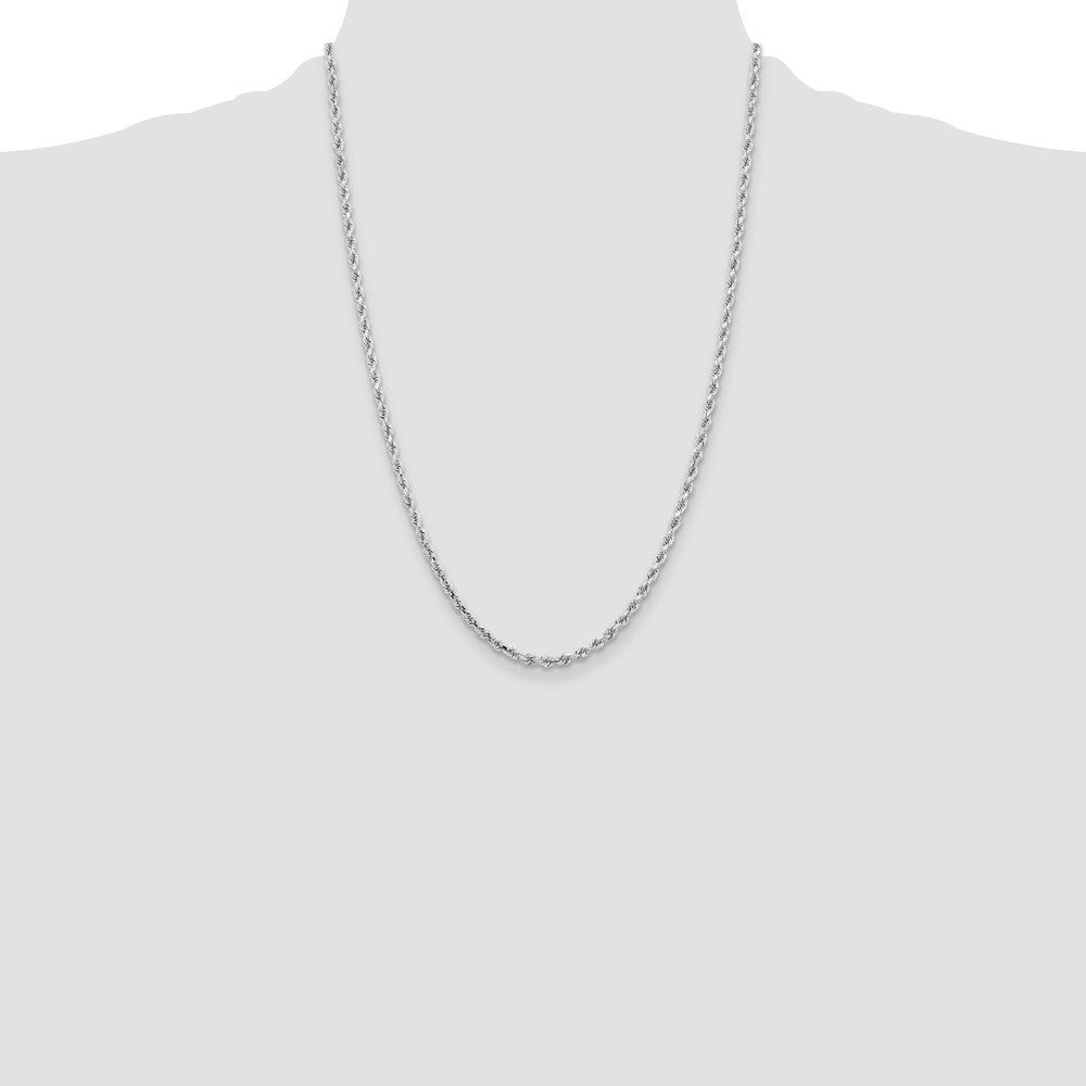 10k White Gold 3.25mm Diamond-cut Rope Chain