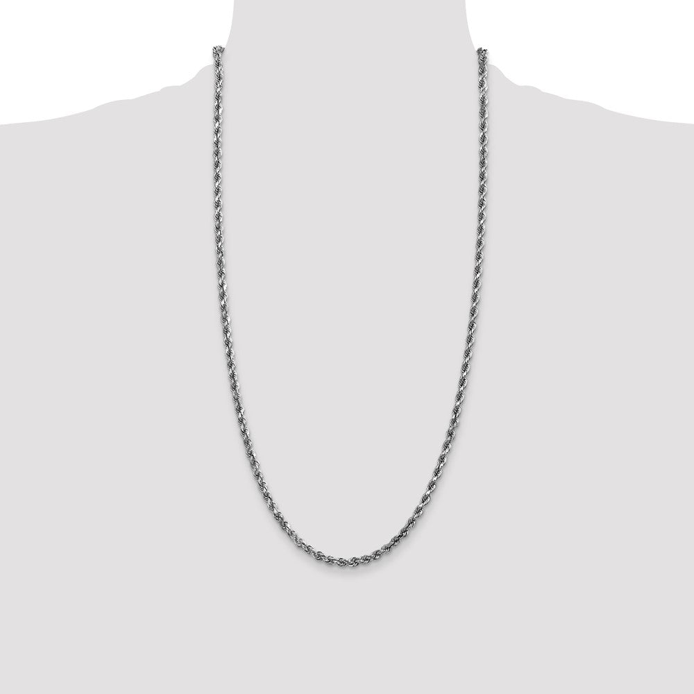 10k White Gold 3.5mm Diamond-cut Rope Chain