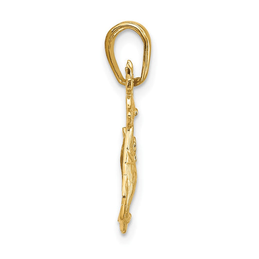 10K Polished Reindeer Pendant