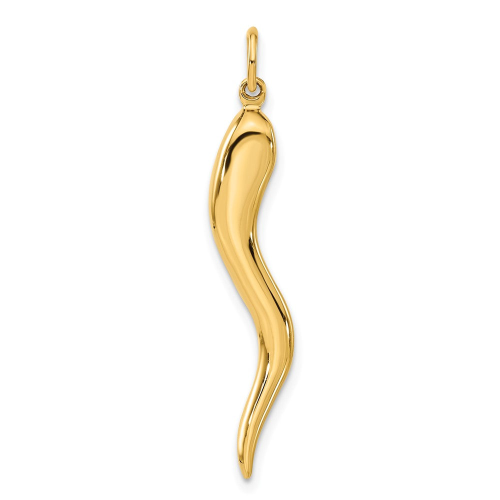 10k Large Solid 3-D Italian Horn Charm