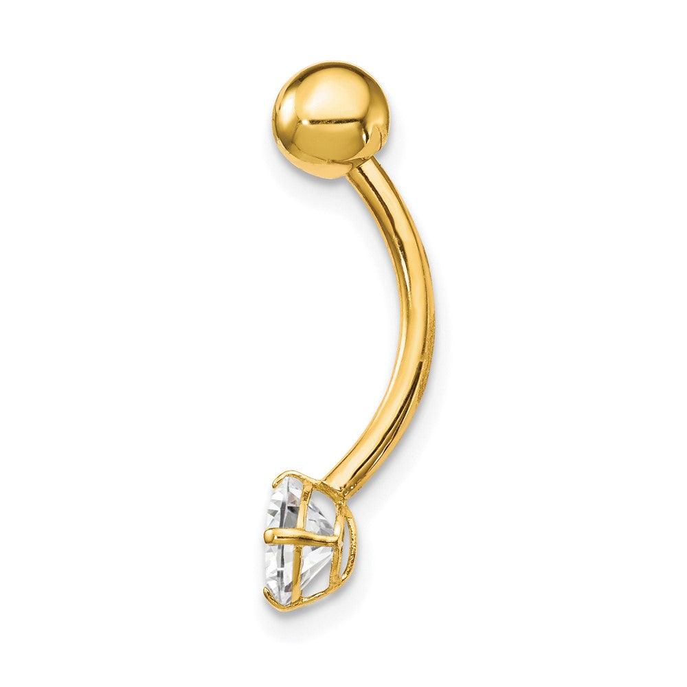 10k W/5mm Round CZ Belly Dangle