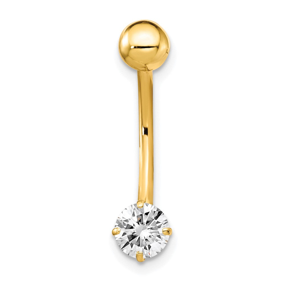10k W/5mm Round CZ Belly Dangle