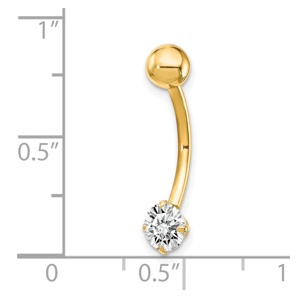 10k W/5mm Round CZ Belly Dangle