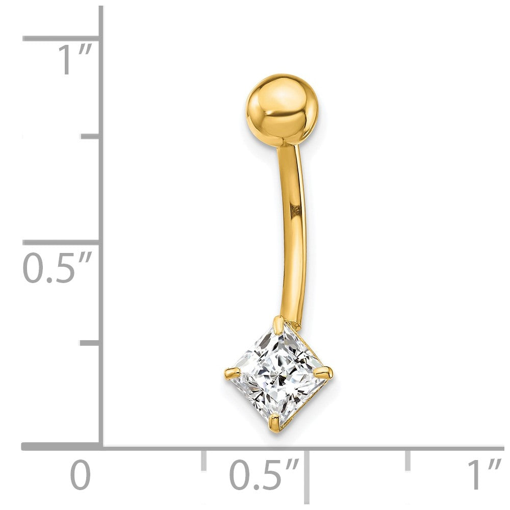10k 14 Gauge 5mm Square CZ Belly Dangle