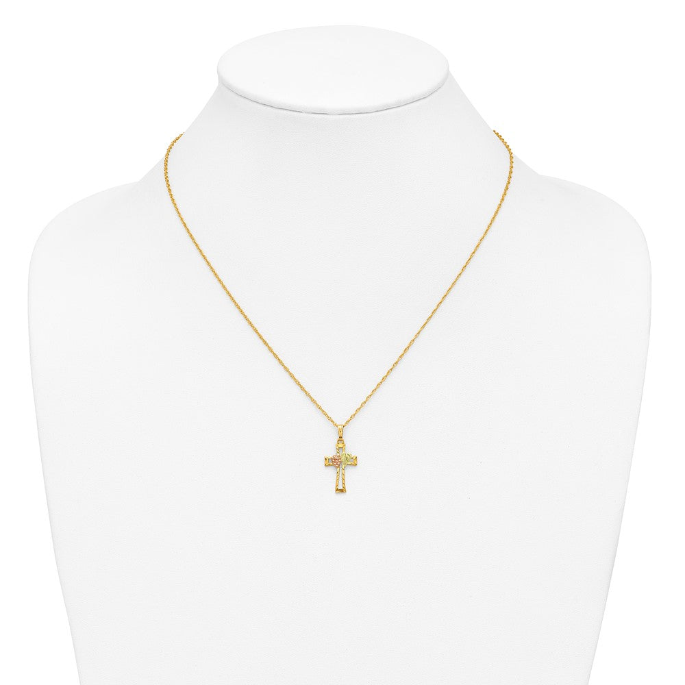 10k Tri-Color Black Hills Gold Cross Necklace