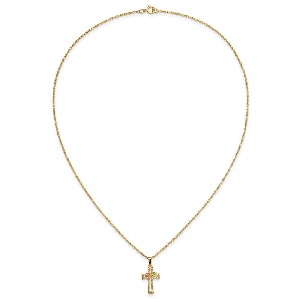 10k Tri-Color Black Hills Gold Cross Necklace