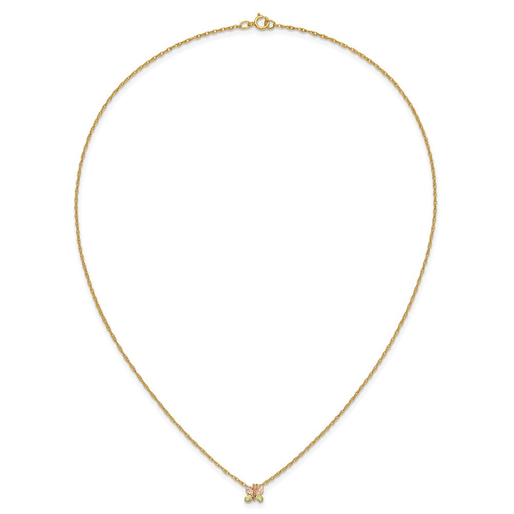 10k and 12k Tri-color Black Hills Gold Butterfly 14k Gold-filled Chain 18 inch Necklace