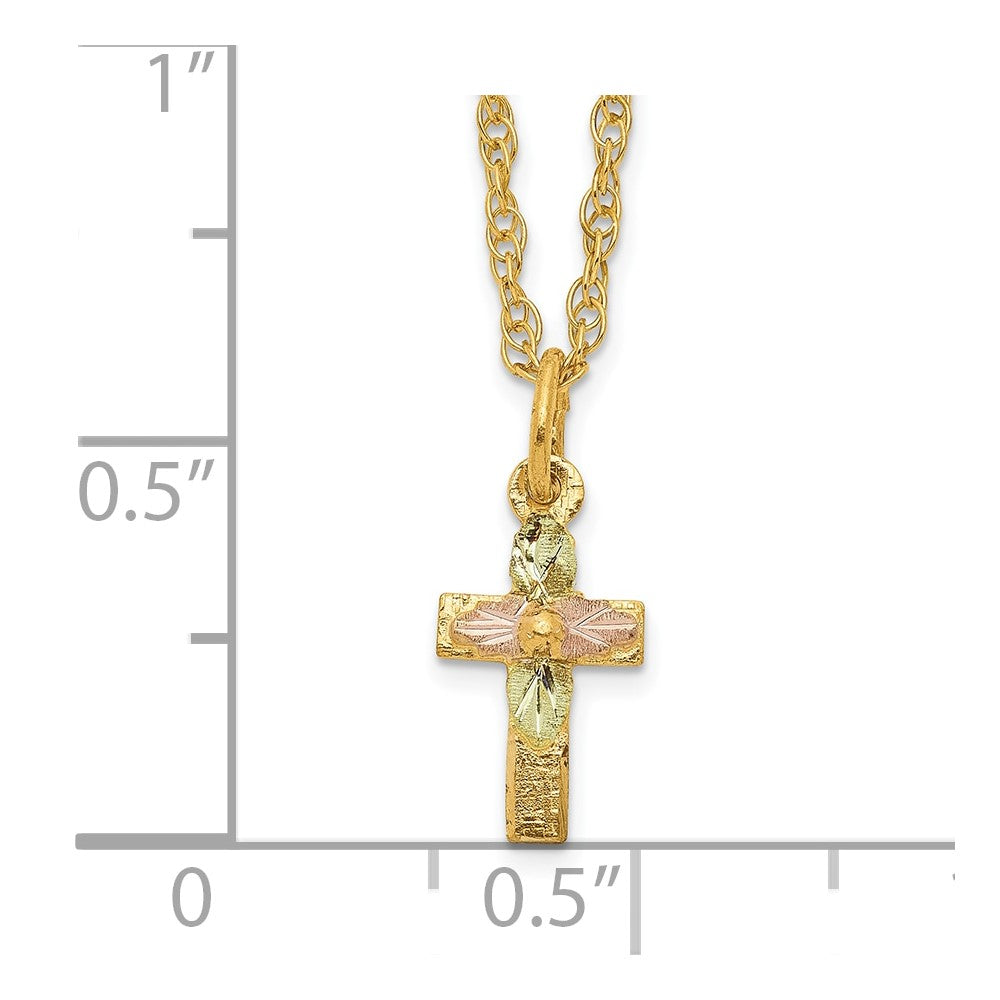 10k Tri-Color Black Hills Gold Cross Necklace