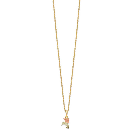10k and 12k Tri-color Black Hills Gold Hummingbird 14k Gold-filled Chain 18 inch Necklace