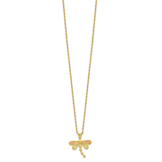 10k and 12k Tri-color Black Hills Gold Dragonfly 14k Gold-filled Chain 18 inch Necklace