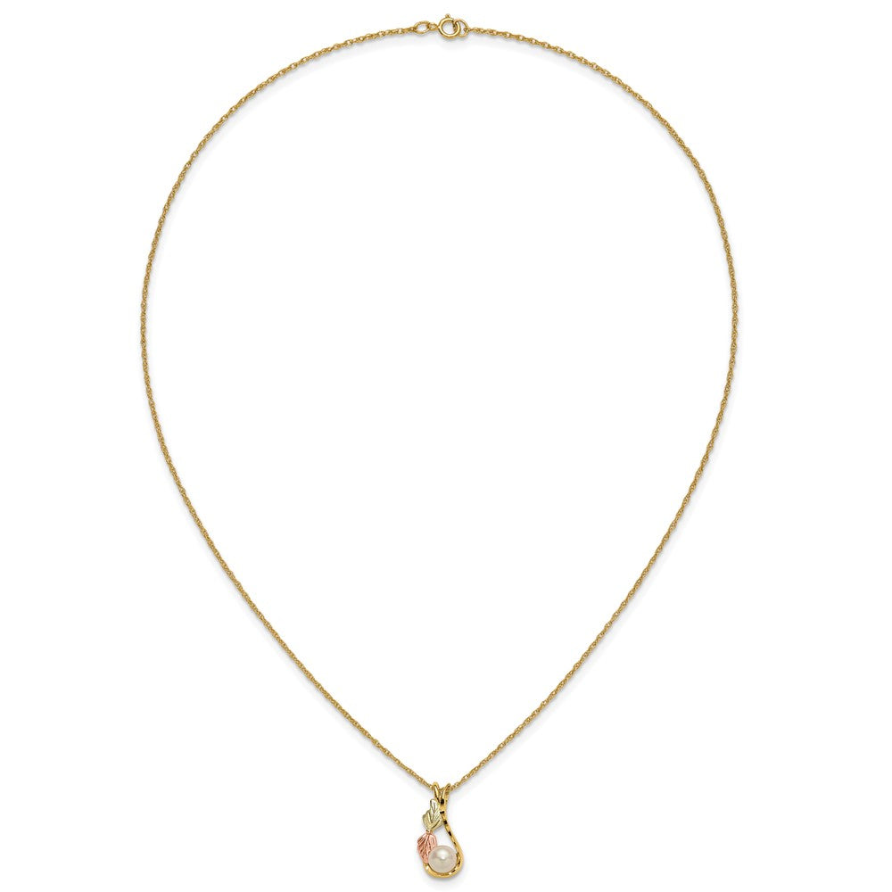 10K Tri-color w/12K Accents FWC Pearl Black Hills Gold Necklace