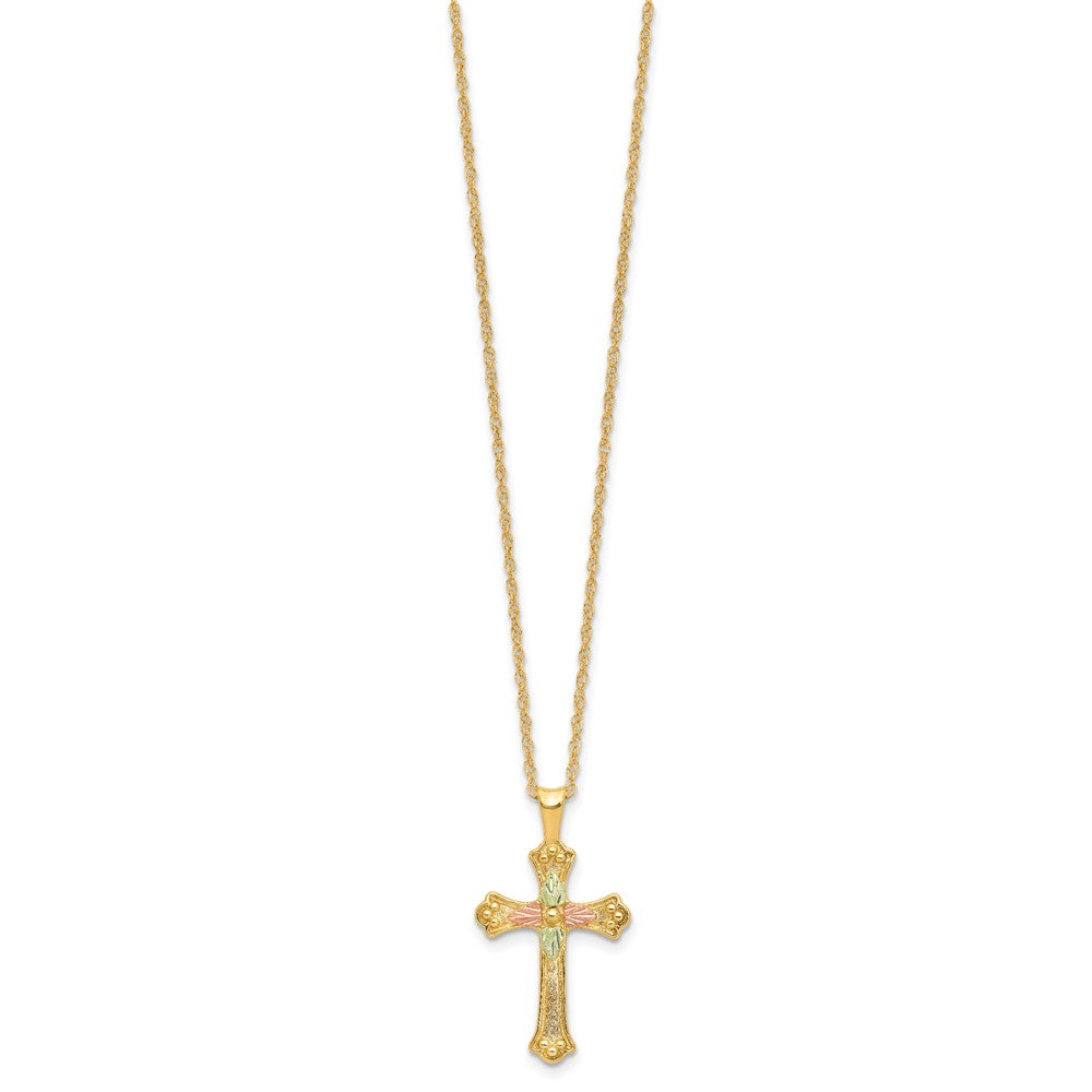 10k w/12K Accents Black Hills Gold Cross 18IN Necklace