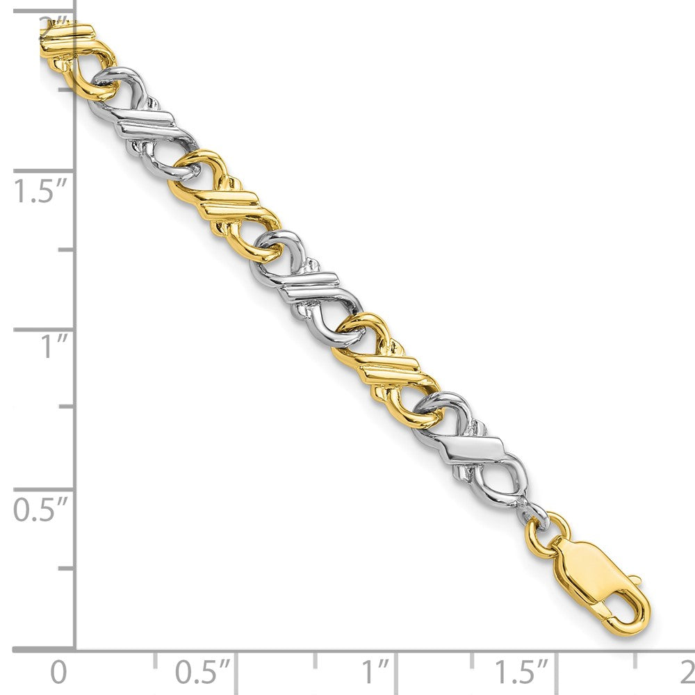 10k Two-Tone Solid Polished Fancy 7 inch Bracelet