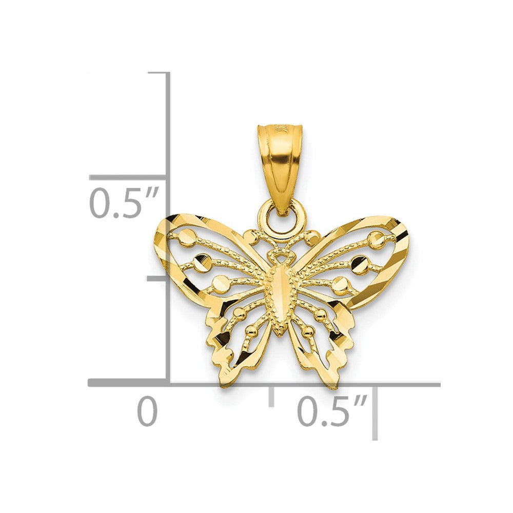 10k Diamond-Cut Butterfly Charm