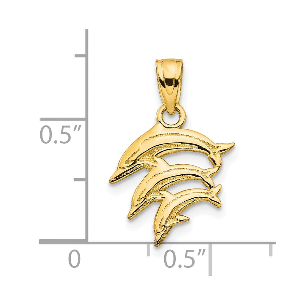 10k Triple Dolphins Charm
