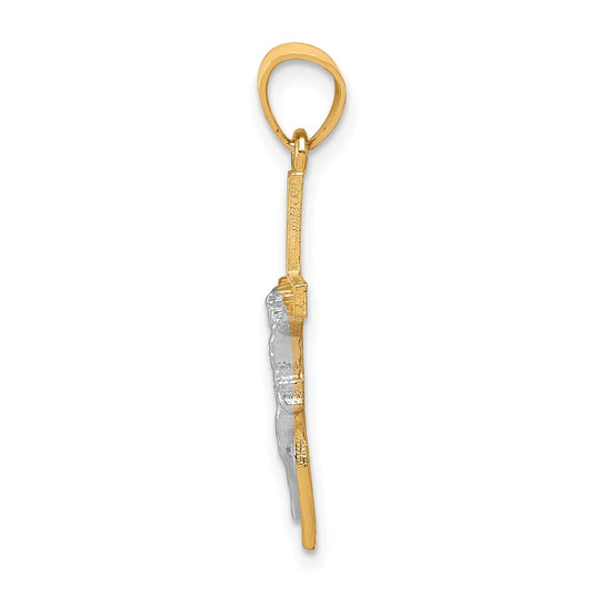 10K and White Rhodium Crucifix Pendant