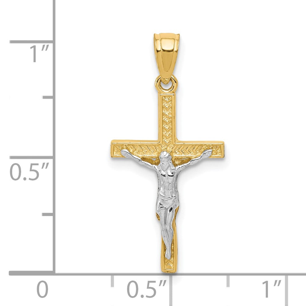 10K w/ Rhodium Crucifix Pendant