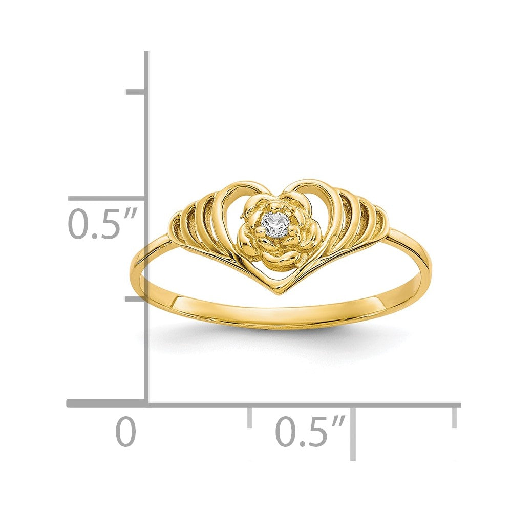 10k CZ Heart Ring