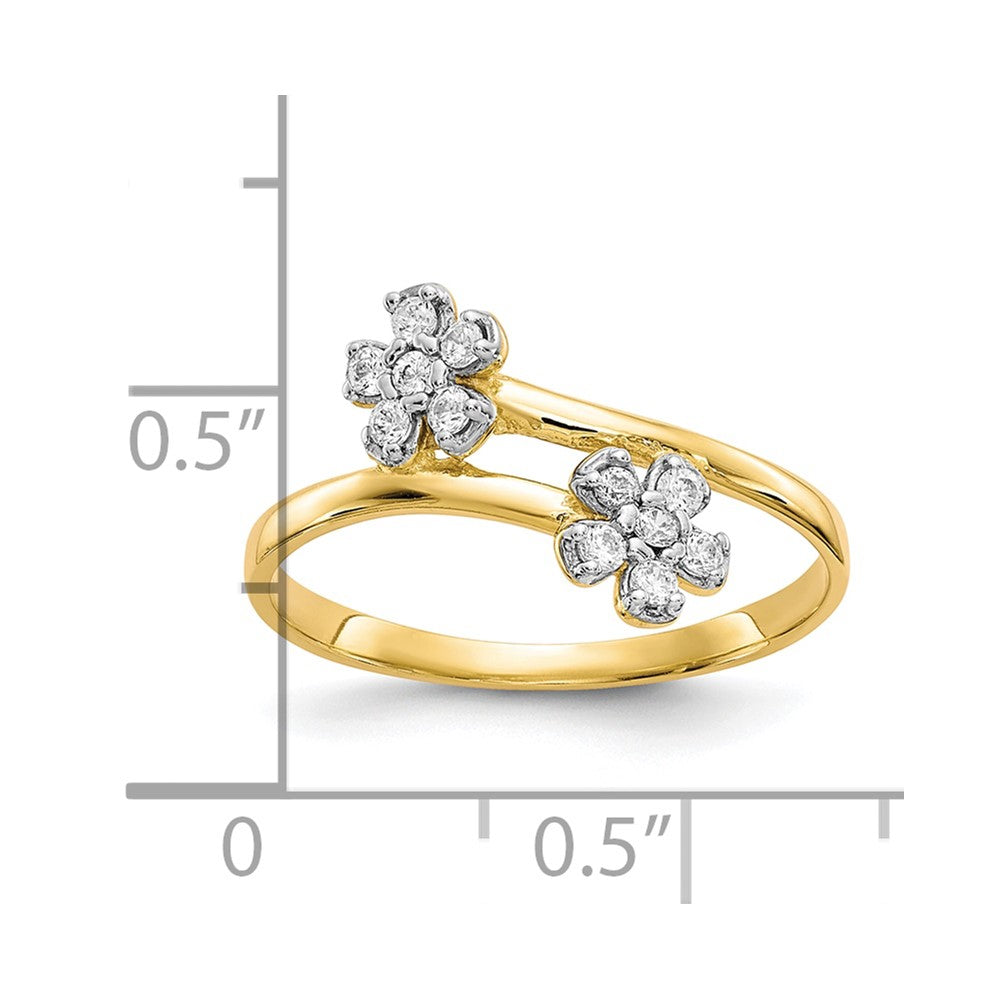 10k Double Flower CZ Ring