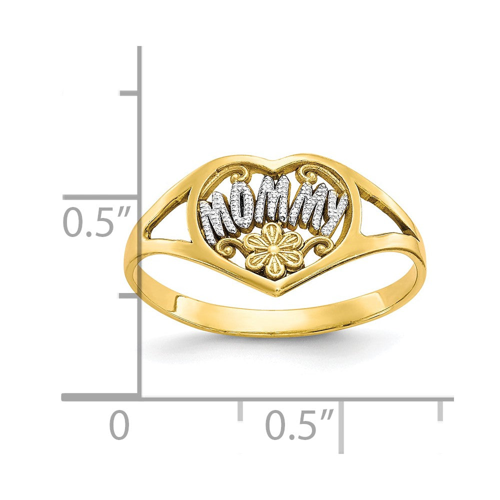 10K w/Rhodium Mommy Heart Ring