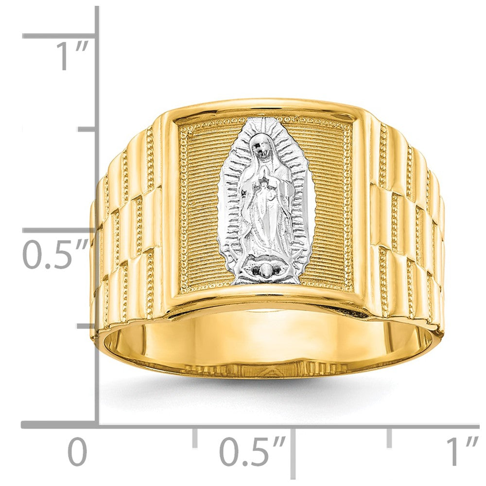 10k & Rhodium Men's Our Lady of Guadalupe Ring