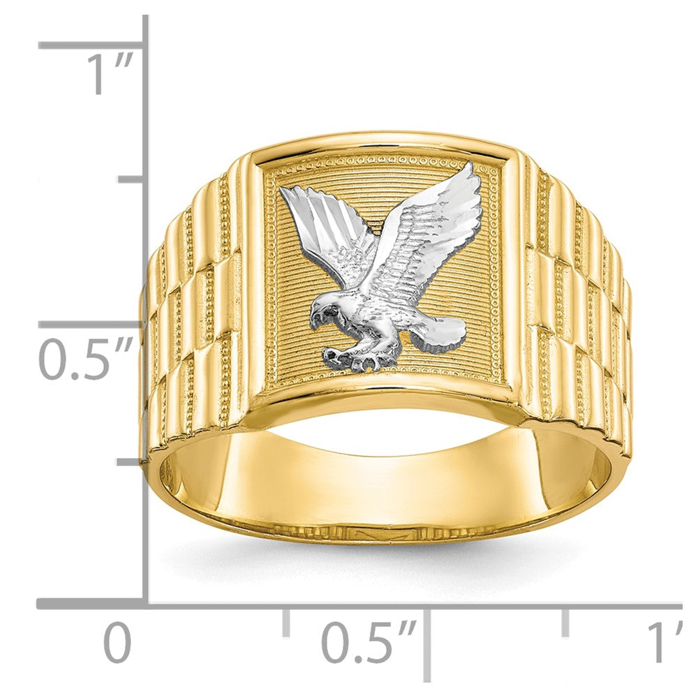 10k & Rhodium Men's Eagle Ring