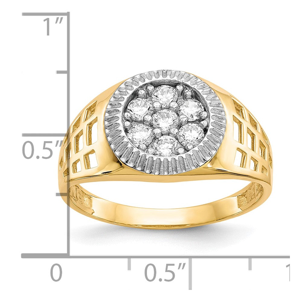 10K w/Rhodium Men'S CZ Cluster Ring