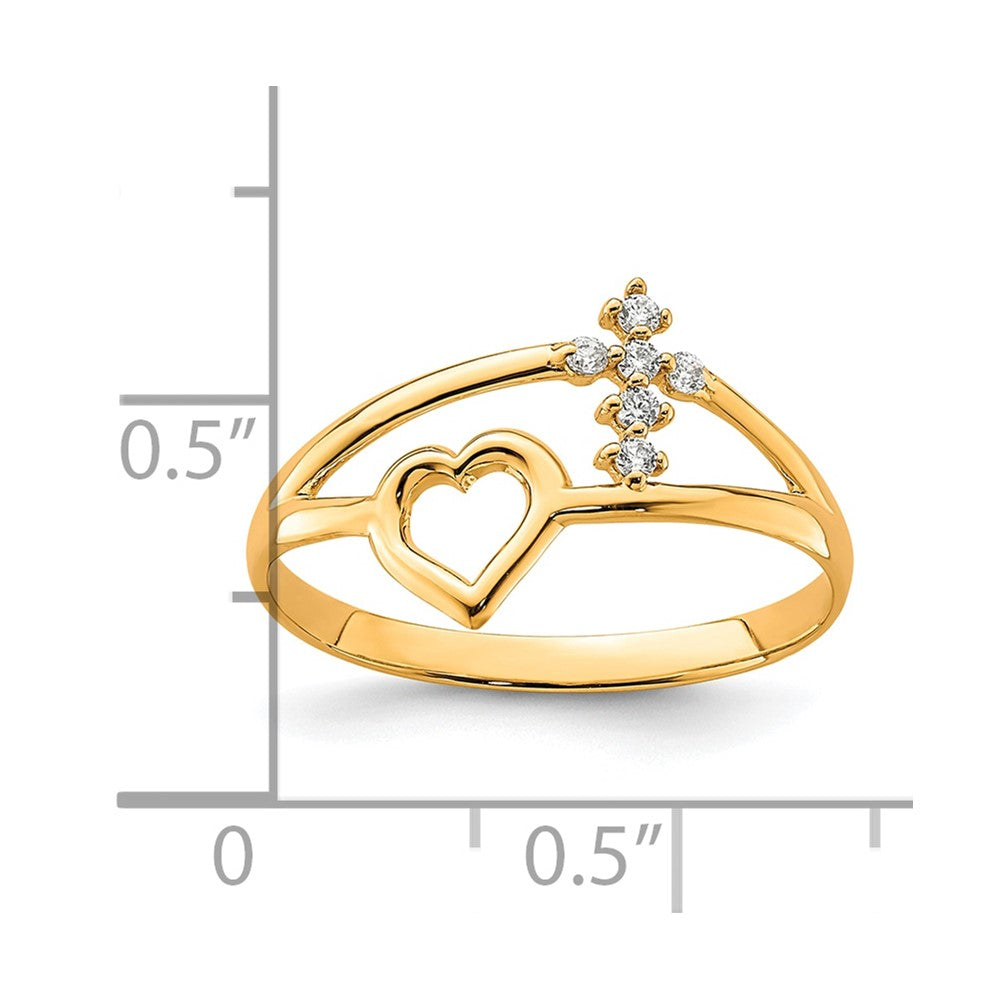 10K Heart And Cross CZ Ring