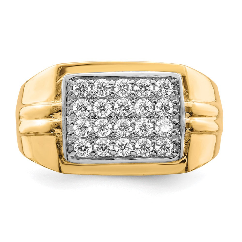 10K w/Rhodium CZ Mens Ring