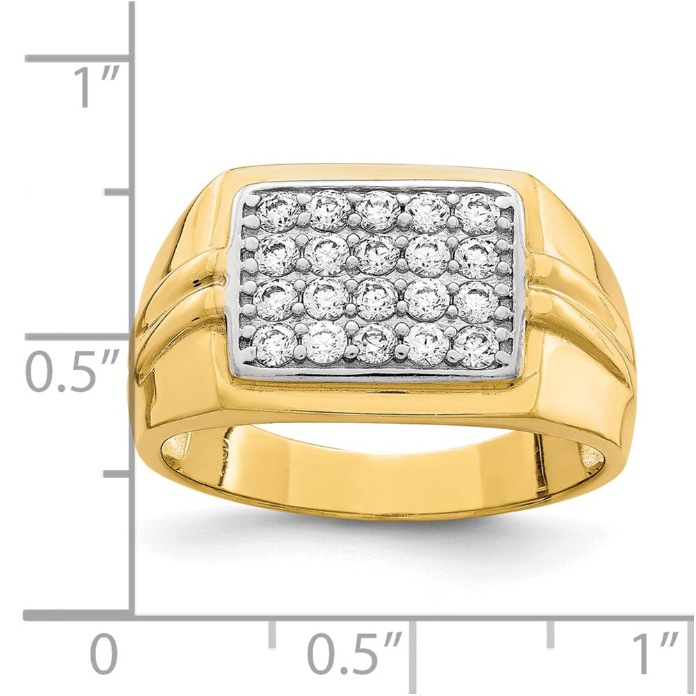 10K w/Rhodium CZ Mens Ring