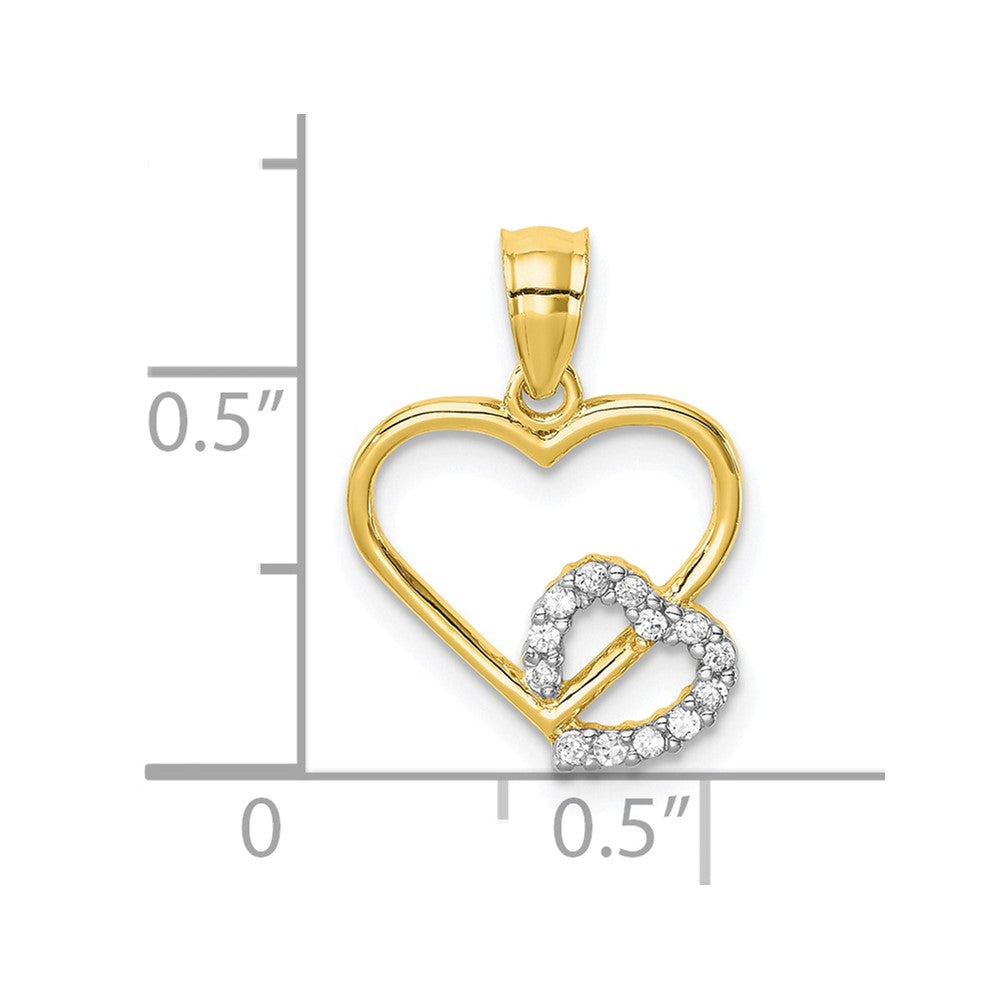 10K CZ Heart in Heart Pendant
