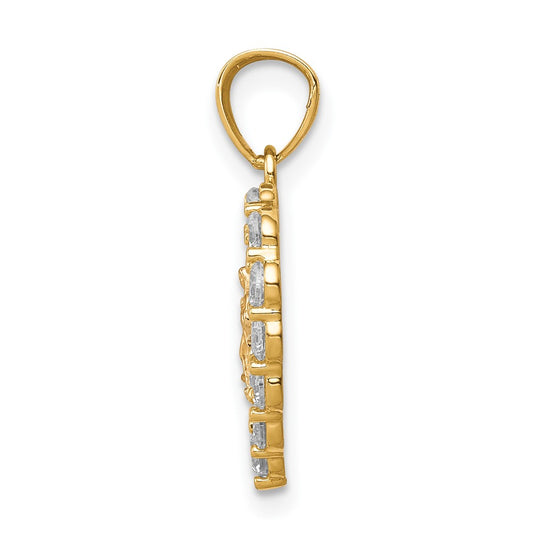 10K Two-Tone and White Rhodium CZ Our Lady of Guadalupe Heart Pendant