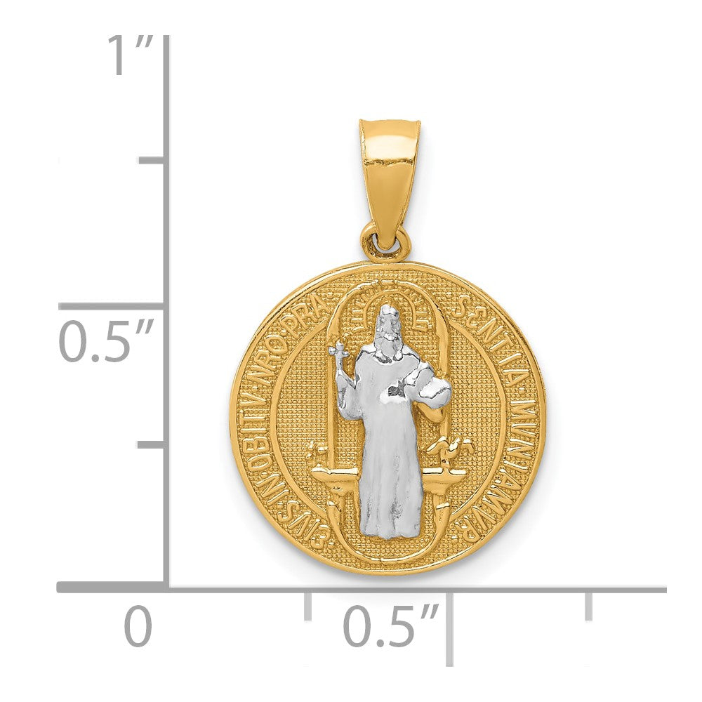 10K and White Rhodium San Benito Medal Pendant
