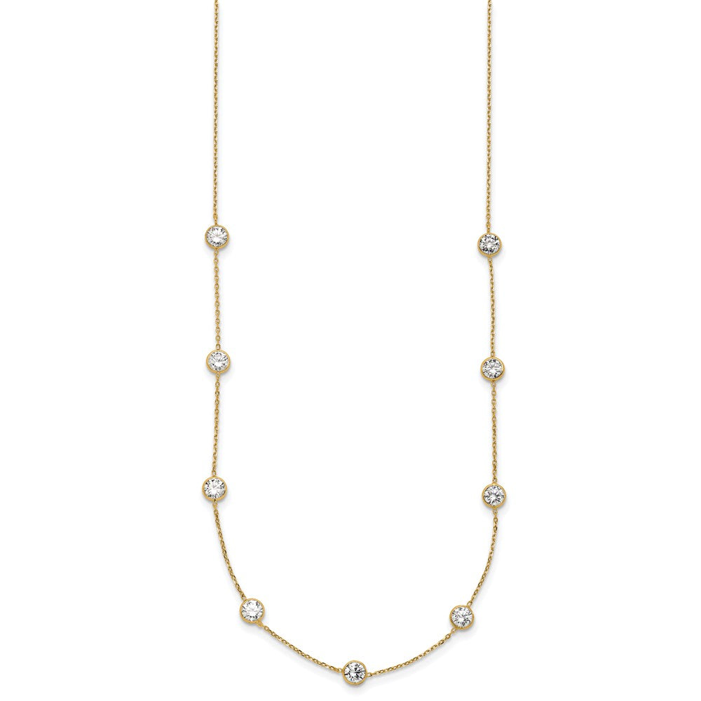 10K Polished CZ 7 Station Necklace