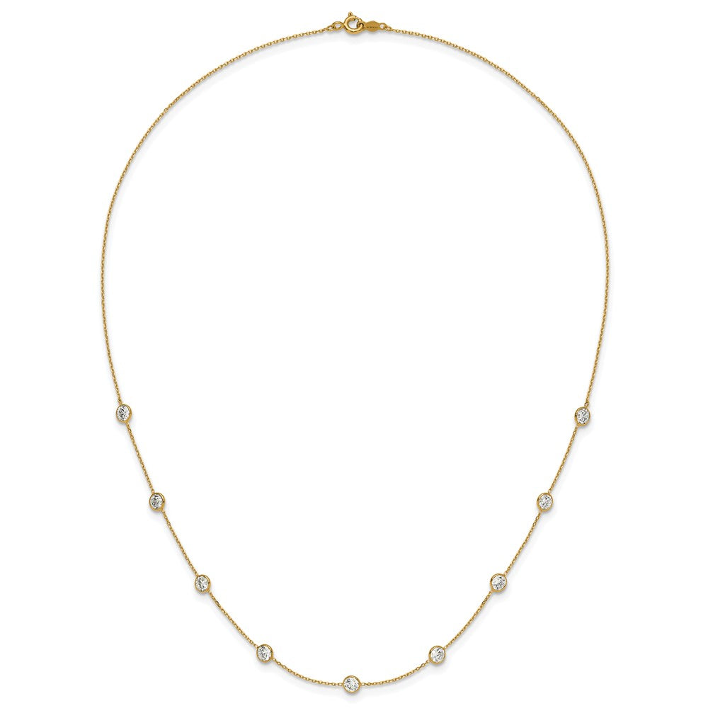 10K Polished CZ 7 Station Necklace