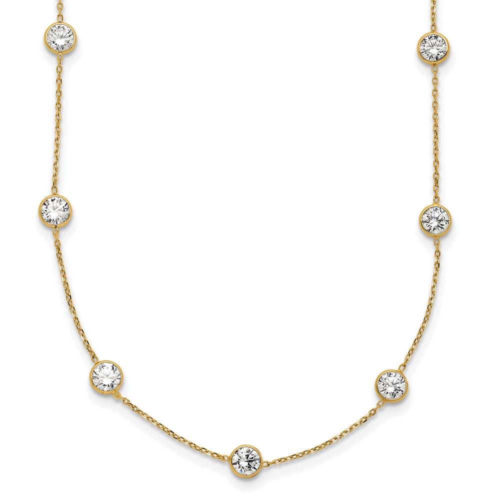 10K Polished CZ 7 Station Necklace