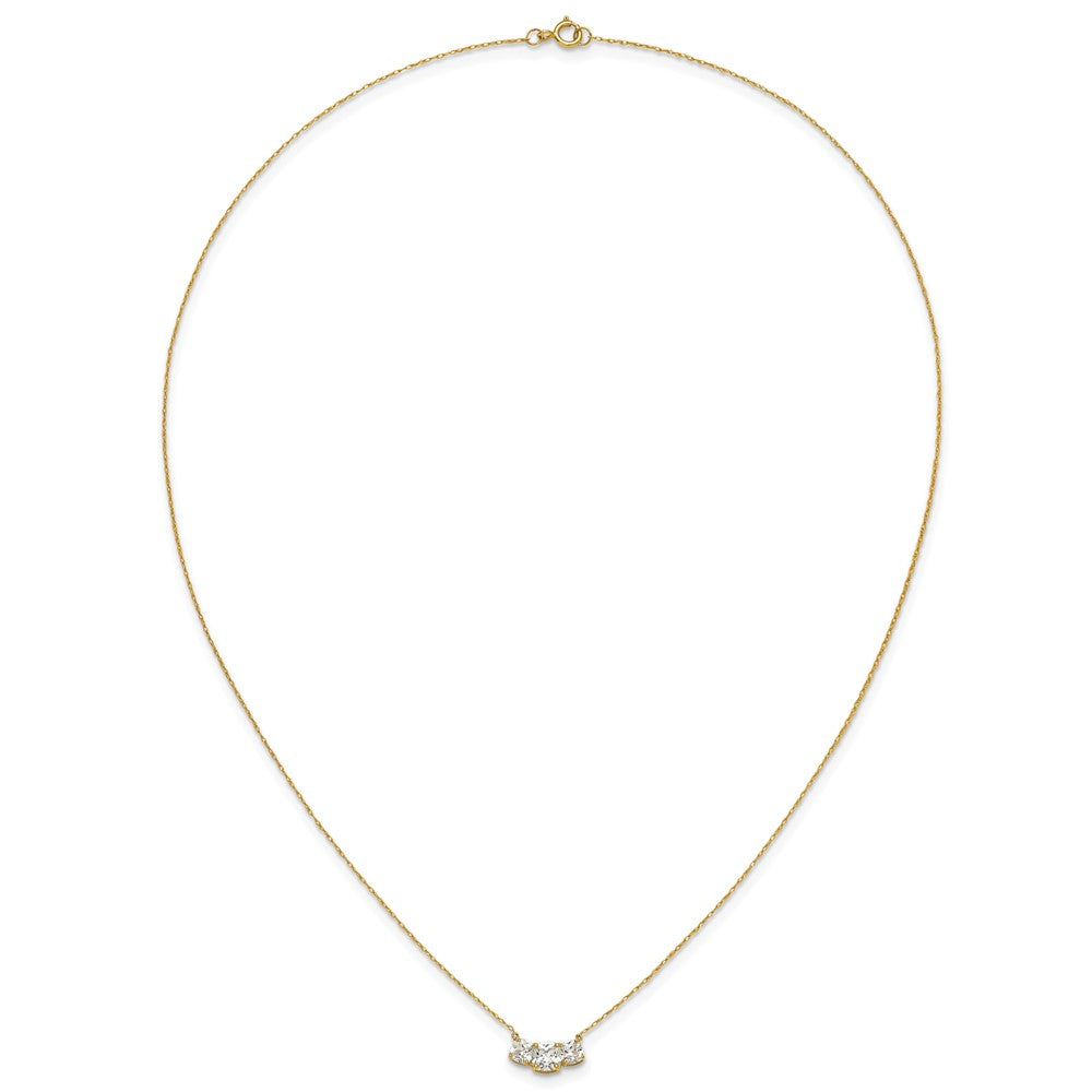 10K Polished 3-Stone CZ 18.5 inch Necklace