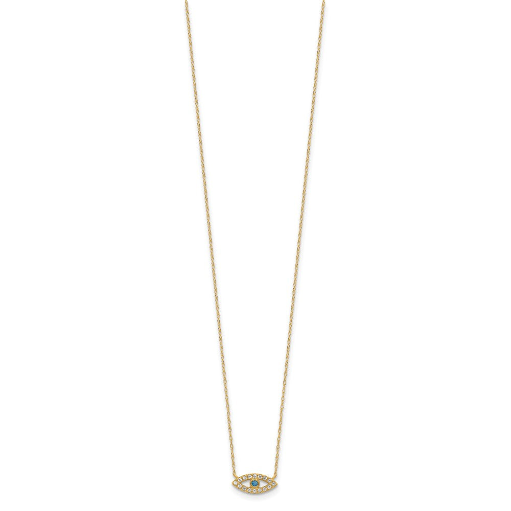 10K Polished CZ Evil Eye Necklace