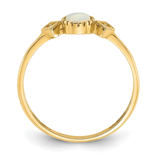 10K Polished Clear CZ and Lab Created Opal Ring