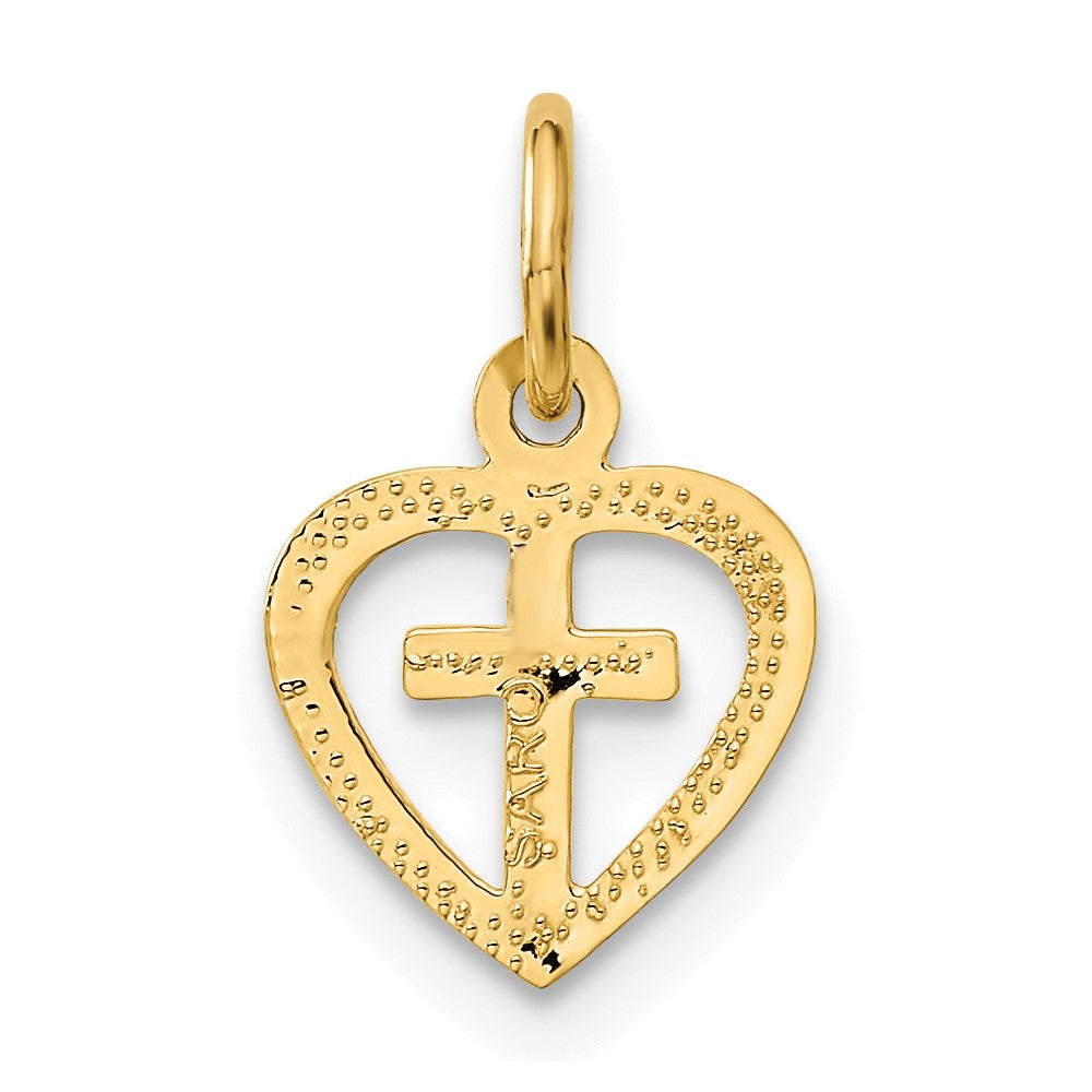 10k Cross in Heart Charm