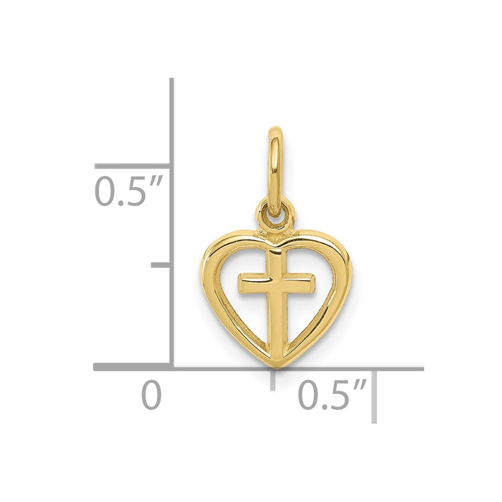 10k Cross in Heart Charm