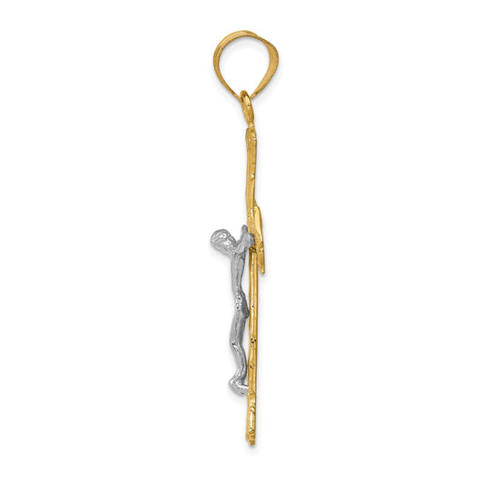 10k Two-tone Diamond-cut Crucifix Pendant