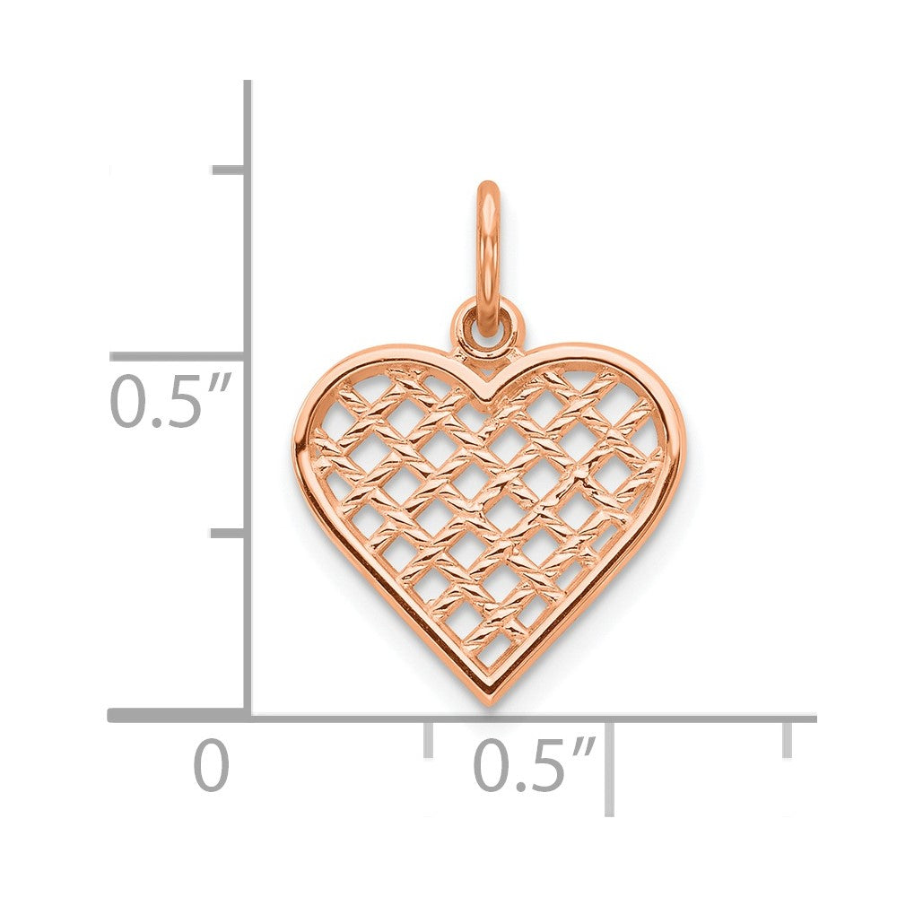 10k Rose Gold Basketweave Heart Charm