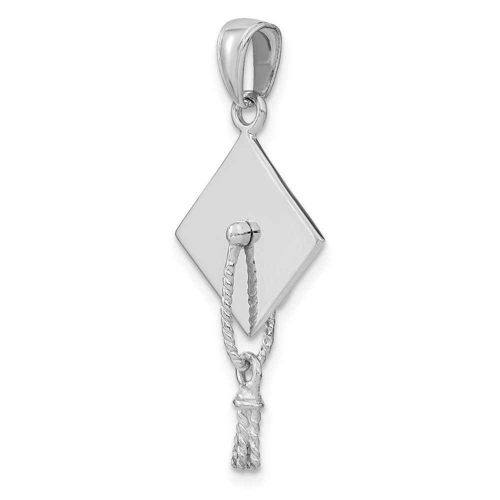 10K White Gold 3-D Graduation Cap with Moveable Tassel Charm