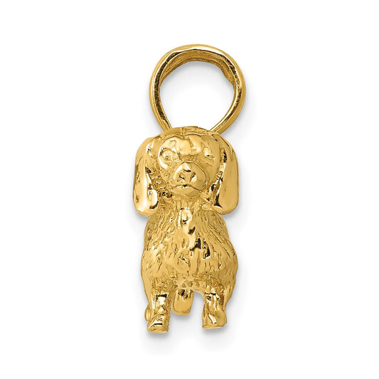 10k Solid Polished 3-D Wire-Haired Dachshund Dog Charm